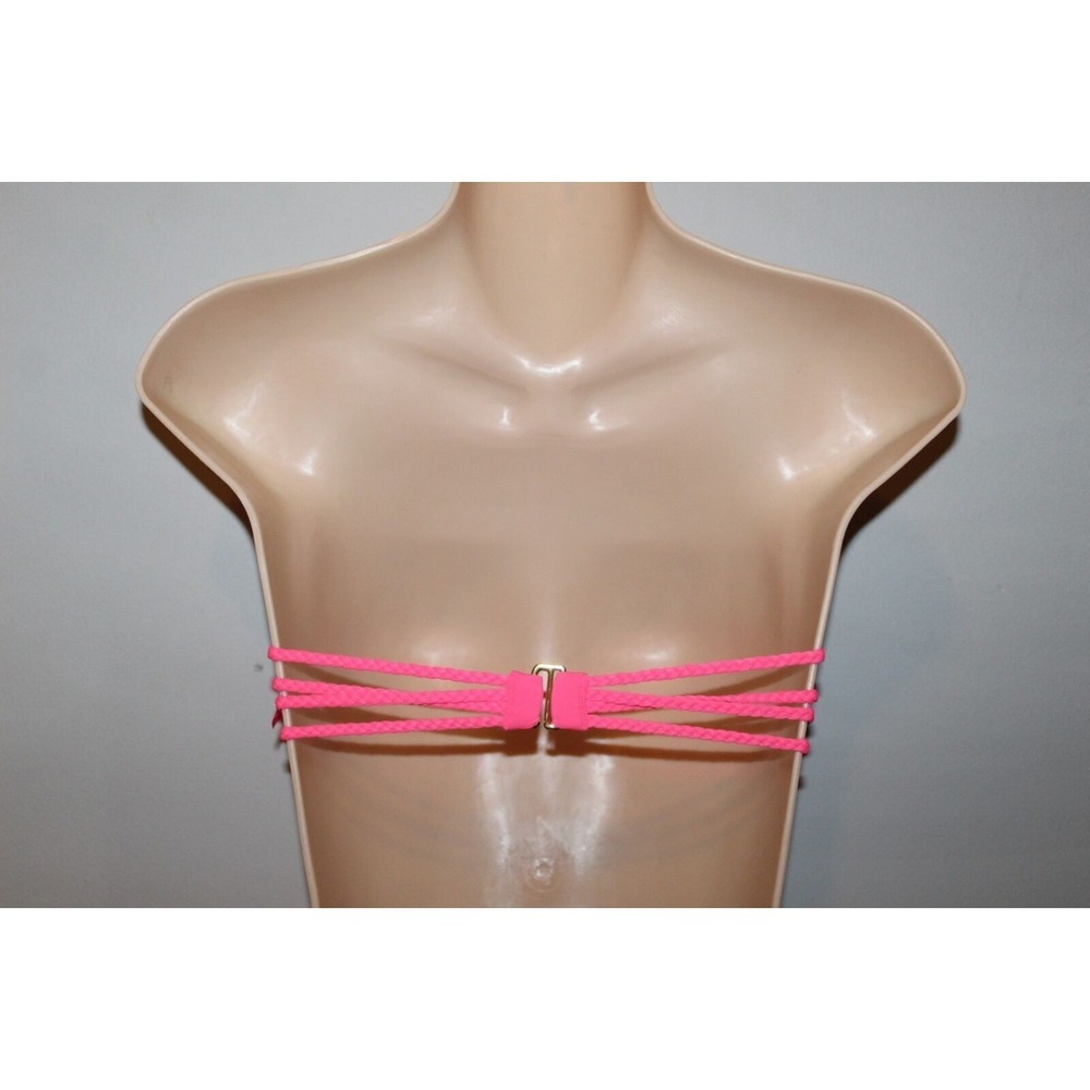 ✨2/$20 Victoria's Secret Strapless Bikini Top Pink Rope Back Women's Size 32A - Picture 3 of 5